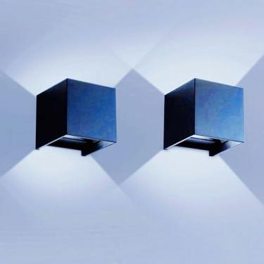Imagem de Wrasse - Pacote Com 2 Arandelas De Parede Para Áreas Externas, 20 W, Luzes Proximidade Modernas, 120 V, Luminárias 6500 K, Luz Preta Garagem, Corredor, Lâmpada Montada Frente Externa Da Casa