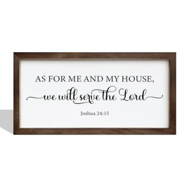 Imagem de Gkwa Placa "As For Me And My House", Decoração De Parede Com Escrituras Cristãs, Emoldurada Versículos Bíblicos, Porta Entrada Casa Fazenda, Madeira Para Pendurar Na Sala Estar