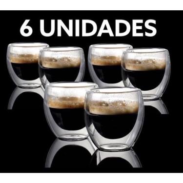 Imagem de Kit Copos de Vidro Parede Dupla de Vidro Café Expresso - Dolce Home, 6