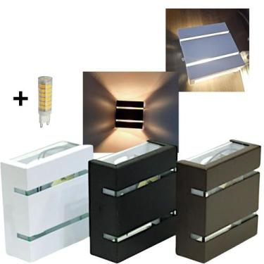 Imagem de Kit 02 Arandela de Parede Slim Bivolt Dois Fachos Luz LED Externa e In