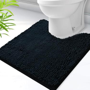 Imagem de AINAHYVA Tapete de banheiro em forma de U, tapetes de banheiro de chenille super absorventes e forro antiderrapante de PVC forte para tapetes higiênicos em forma de U, lavável na máquina, tapetes de