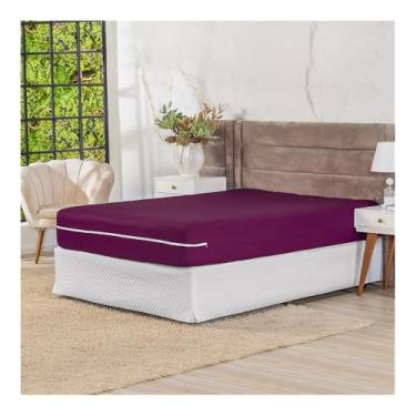 Imagem de Capa de Colchão Casal Padrão em Malha Gel Elasticada Com Zíper (Vinho)
