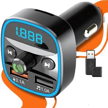 Imagem de Transmissor FM Bluetooth 5.0 para Carro, Carregador USB, Adaptador de Áudio Universal