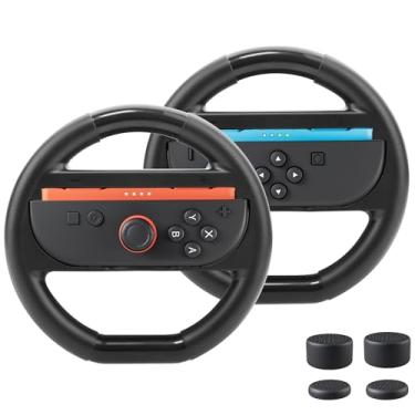 Imagem de RHOTALL Steering Wheel Compatible for Nintendo Switch 2 Console joycons, Family Sports Party Pack Racing Steering Wheel Accessories Grip Compatible with Switch 2 (2 Pack Black)