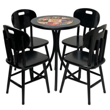 Imagem de Conjunto de Bistrô  Beer baixo com 4 cadeiras - DG Móveis - Reisol Móv