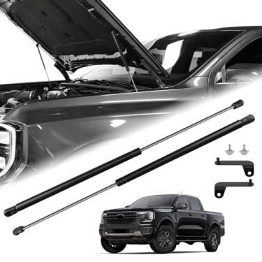 Imagem de TECHPICCO Amortecedores de capô para Ford Ranger 2024+, suporte de elevação de capô sem furadeira, amortecedores dianteiros de molas a gás compatíveis com acessórios Ford Ranger 2024 2025