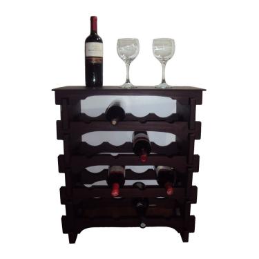 Imagem de Adega Vinho Madeira 16 Garrafas Tipo Mesinha Cor Imbuia C04