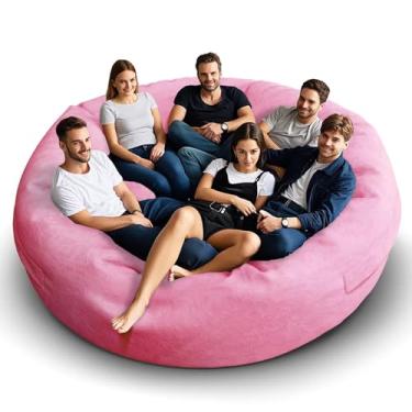 Imagem de Cadeiras de pufe para adultos de 2,5 m, poltronas macias para quarto de adolescentes e meninas, bolsa de feijão redonda confortável e fofa para crianças removíveis, capa de sofá para cadeira de