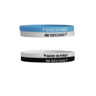 Imagem de DATOA Pulseira God is First IM Second para mulheres, homens, versículos bíblicos, cruz, pulseira de silicone, religião, fé, acessórios, 7, Silicone, Sem Pedra Preciosa