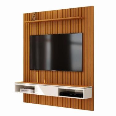 Imagem de Home Suspenso MT Ripado Para TV Até 55' Polegadas Cor Cedro / Off Whit