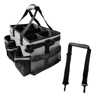 Imagem de WeiLaiKeQi Organizador de ferramentas de limpeza, suprimentos de limpeza, bolsa de armazenamento, limpadores, multiuso, grande capacidade, bolsa de ferramentas, Cinza
