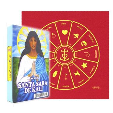 Imagem de Kit Baralho de Tarô Sara Kali e Toalha Tarô Vermelha Brilho - Casa Nei