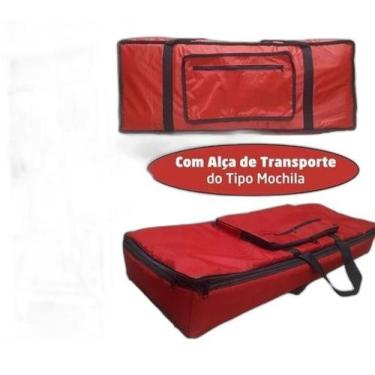 Imagem de Capa Teclado Yamaha Psr-S670 Nylon Luxo Vermelha Acolchoada - Carbon