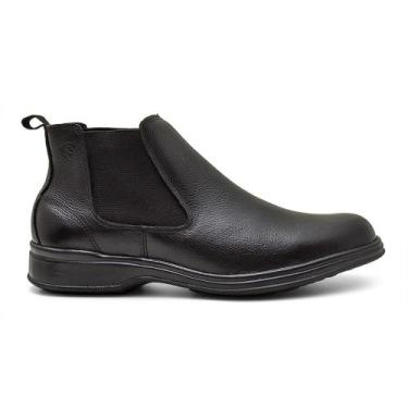 Imagem de Bota Botina Masculina Bico Redondo Preto/Café Texana Cano Curto - NewC