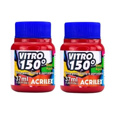 Imagem de Kit Com 2 Tintas Acrilex para Vidro 37ml - Vitro 150 Escolha Sua Cor à Base de Água, Cerâmica e Porcelana Durabilidade e Acabamento Impecável em Projetos de Pintura em Vidro, Porcelana, Cerâmica e Faiança. (Vermelho Escarlate 508)