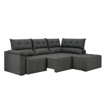 Imagem de Sofá de Canto 3 Lugares Santorini Veludo Cinza 230 cm - Modern