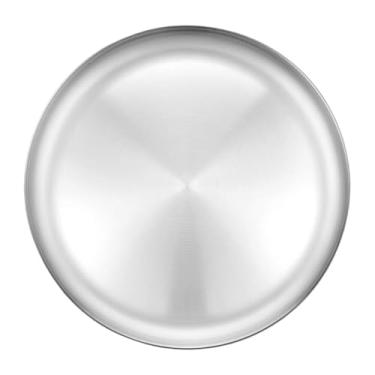 Imagem de IEUDNS Prato de jantar de aço inoxidável, lavável na máquina de lavar louças, prato de acampamento reutilizável, de servir para cozinha, churrasco, salada, 30cm