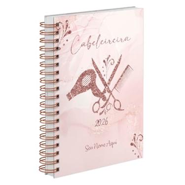 Imagem de Agenda Comercial 2026 Personalizada Capa Dura Cabeleireira Glow Rosê