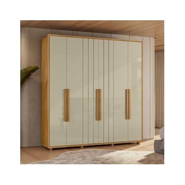 Imagem de Guarda-Roupa Casal Madetec Portinari 6 Portas 4 Gavetas Ripado Angular Amortecimento Cabideiro Extensível