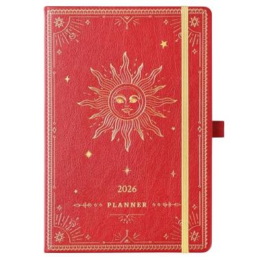 Imagem de Agenda 2024 – Agenda semanal mensal 2024, Janaury 2024 – dezembro de 2024, 14,6 x 21 cm, planejador de couro sintético 2024 com bolso traseiro e 40 páginas de notas – vermelho