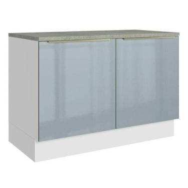 Imagem de Balcão De Pia 120Cm 2PTSBranco/Cinza Lux Madesa Branco/Cinza