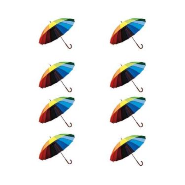Imagem de 8 Guardas Chuva Arco Iris 16 Varetas Automático Reforçado - Guardalux