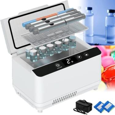 Imagem de Usb Mini Geladeira Portátil Insulina Bolsa Viagem Manter Refrigerado Medicamentos Insulina Médica Dupla Camada Grande Capacidade Refrigerador De Geladeira Refrigerador De Insulina Ca, 2*battery