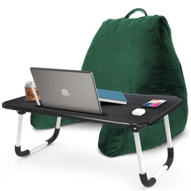 Imagem de Nestl Almofada de leitura com mesa de colo portátil para laptop – Almofada de suporte de espuma viscoelástica desfiada para sentar na cama e almofadas de descanso de sofá com braços, bandeja de cama