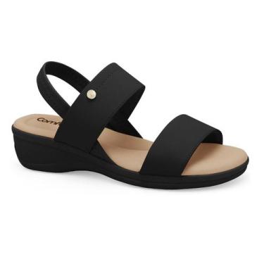 Imagem de Sandália Feminina Comfortflex Elástico Calcanhar Salto Baixo, Preto, 3