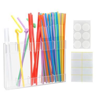 Imagem de Organizador de canudo de acrílico, caixa de armazenamento de palha longa para uso em armários de jantar ou bancadas de cozinha, caixa de armazenamento de palha