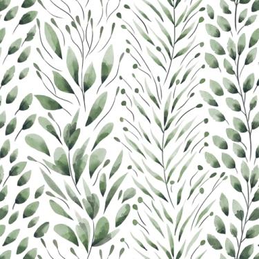 Imagem de Safiyya Papel de parede de contato com folhas de papel de parede 500 cm x 43,9 cm verde escuro papel de parede moderno autoadesivo removível para quarto banheiro rolos de vinil