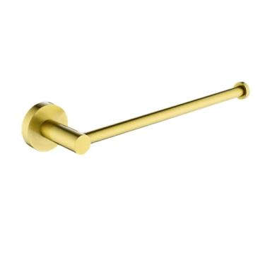 Imagem de Acessórios para banheiro em ouro escovado, porta-toalhas, escova de vaso sanitário, suporte para rolo de papel, gancho para toalha, saboneteira, acessórios para banheiro, prateleira de parede (an