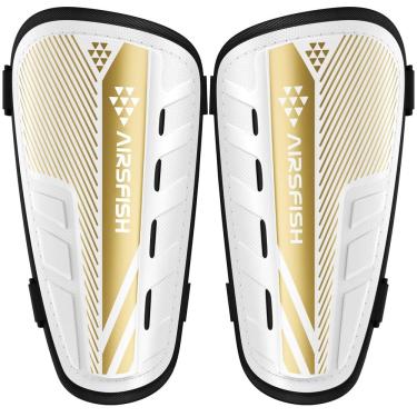 Imagem de Caneleiras de futebol AirsFish Kids Youth Small branca+dourada CE