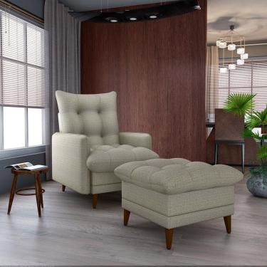 Imagem de Conjunto p/ Sala Montreal 1 Poltrona Decorativas e 1 Puff Plano Milenum Palha - Matrix