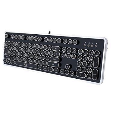 Imagem de Adesso Teclado mecânico de mesa retrô estilo máquina de escrever base de metal e teclas cromadas anti-fantasma AKB-636UB prata