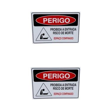 Imagem de KIT 2 Placa DE Sinalização PROIBIDO A ENTRADA RISCO DE MORTE - ASELETR