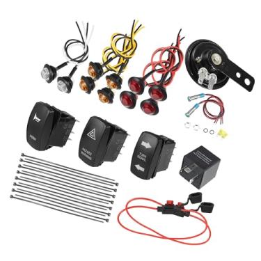 Imagem de Hihaha Kit de luz LED legal de rua com buzina de seta interruptor de buzina Relé de pisca-pisca/kit legal de rua frontal para carrinho de golfe off-road/plástico durável / 1 conjunto preto