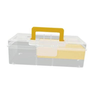 Imagem de UGPLM Fishing Lure Box Tackle Box Peças Ferramenta de pesca de caixa de 2 iscas de camadas Caixa de armazenamento Caixa rígida para iscas contas, Amarelo