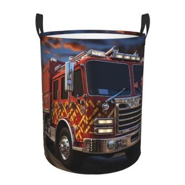 Imagem de Cesto de lavanderia de caminhão de bombeiros, dobrável, impermeável, cesto de armazenamento de roupas com alças, pano Oxford, organizador de brinquedos, cesta para banheiro, lavanderia, quarto