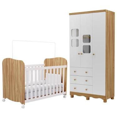 Imagem de Jogo de Quarto Infantil Uli Guarda Roupa 3 Portas e Berço - Móveis Per
