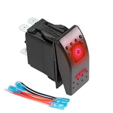 Imagem de FXC Interruptor De Balancim 5 Pinos Laser Liga/Desliga Luz Led Vermelha 20A/12V 10A/24V Com Conjunto Fios Ligação Para Automóveis, Barcos, Caminhões, Jipes, Ônibus Off-Road, Trailers