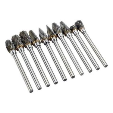 Imagem de Lima Rotativa Kit 10 Fresa Escarear Metal Duro Aço 1,8mm Pró - CORTMAK