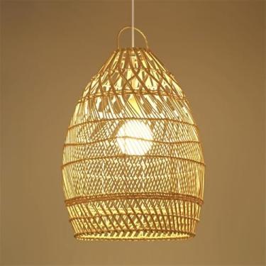Imagem de OUFULA Contemporary Vine Art Weaving Pendant Lamp LED FashionCriatividade Restaurant Bar Counter Cafe Bar Homestay Tea Room Decoração Light (M D45CM)