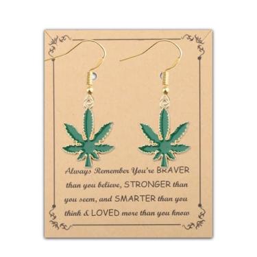 Imagem de Brincos de folha de maconha, maconha, erva, cannabis, folha, presentes, folha de cannabis, presente de folha de cannabis, brincos pendentes
