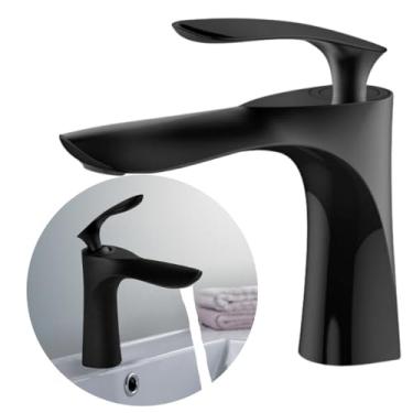 Imagem de Torneira de Banheiro Monocomando Misturador Bancada Preta Em Metal (Preto)