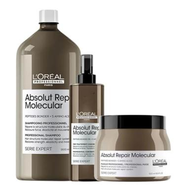 Imagem de Kit L'Oréal Professionnel Absolut Repair Molecular – Shampoo 1,5L + Máscara 500ml + Pré-tratamento 190ml