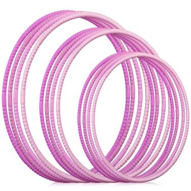Imagem de Syhood 12 peças de argola colorida de brinquedo de plástico removível ajustável, leve, equipamento de ginástica, anel de cintura de brinquedo para festa de adulto, 3 tamanhos (rosa gradiente)
