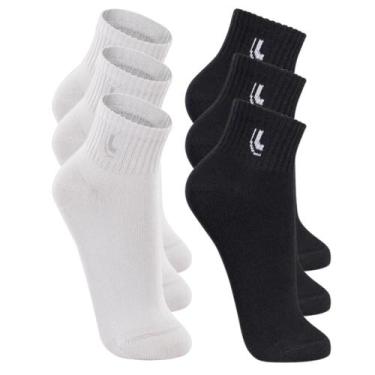 Imagem de Meia Lupo Kit 6 Pares Masculino Cano Médio Algodão Básica 03223, Preto