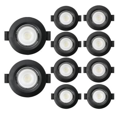 Imagem de 10 Spot De Led Embutir Mr16 Redondo 6W Preto Bivolt 4100K