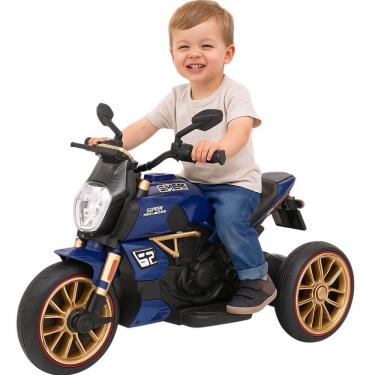 Imagem de Moto Elétrica Infantil Biemme Power Trike Azul 12V